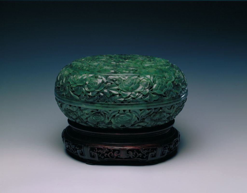 图片[1]-Jade carved peony box-China Archive